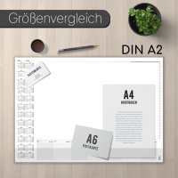 Schreibtischunterlage mit Kantenschutz und 2 Jahres-Kalender 2025-2026 I DIN A2 I 40 Blatt I aus Papier zum Abreißen I Kalendarium I Organizer I tr297