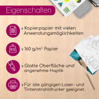 younikat 160 g/qm Papier DIN A5 Kopierpapier 250 Blatt weiß - Druckerpapier Blanko Zertifikate hochweiß I you_0193