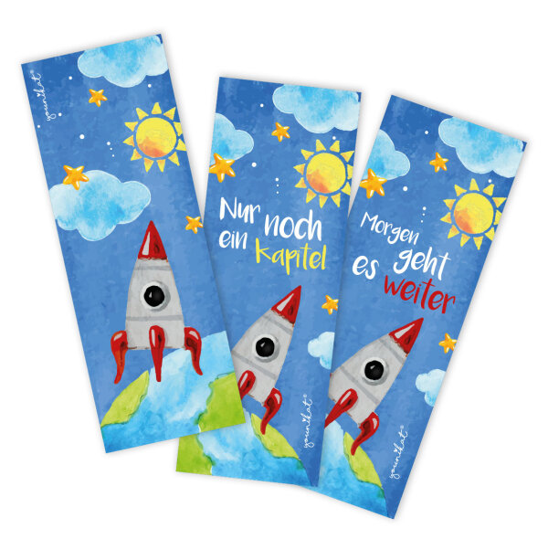 12er Set Weltall-Lesezeichen I 3 raketen-starke Motive I für Kinder Jungen I Einschulung Schulanfang Schultüte I dv254