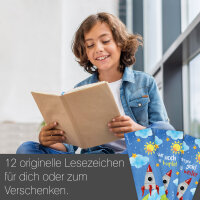 12er Set Weltall-Lesezeichen I 3 raketen-starke Motive I für Kinder Jungen I Einschulung Schulanfang Schultüte I dv254