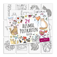 younikat Katze Postkarten zum Ausmalen 24 Stk. I DIN A6 I...
