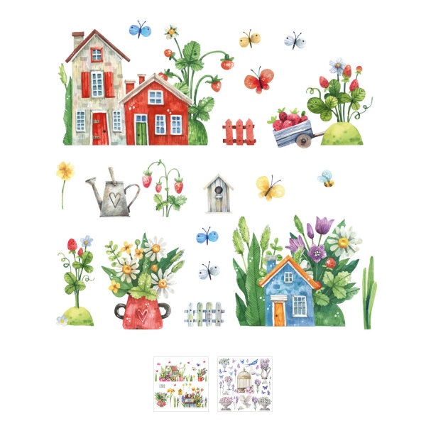 Fensterbilder Frühling-Sommer Häuser Garten