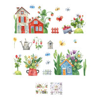 Fensterbilder Frühling-Sommer Häuser Garten
