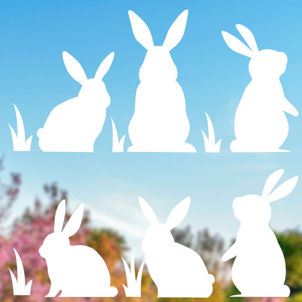 younikat Hasen weiß Frühling Fensterbild 12 Teile I statisch haftend I wiederverwendbar I Ostern I you_0036