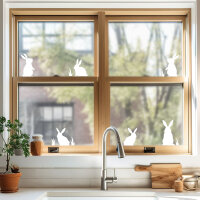 younikat Hasen weiß Frühling Fensterbild 12 Teile I statisch haftend I wiederverwendbar I Ostern I you_0036