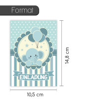 #detailverliebt 15 Geburtstags Einladungskarten I dv174 I DIN A6 I Einladung Set Kinder-Geburtstag Baby-Party Baby-Shower zum Ausfüllen für Kinder Jungen Jungs blau