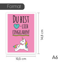 easydruck24de 15 Einhorn Einladungskarten I DIN A6 I Einladung Set Kinder-Geburtstag zur Einschulung zum Ausfüllen für Kinder Mädchen Motto-Party I I dv014