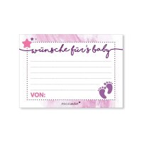 #detailverliebt 40 Baby Wunsch-Karten I dv150 I DIN A7 I Set Baby-Party rosa lila Mädchen Girl Invitations Spiele