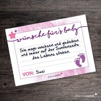 #detailverliebt 40 Baby Wunsch-Karten I dv150 I DIN A7 I Set Baby-Party rosa lila Mädchen Girl Invitations Spiele