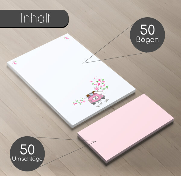 Produktbild von NEU! Briefpapier Hochzeit 50 Stück Brief Papier Schreibpapier DIN A4