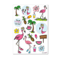 20 Flamingo-Sticker I dv_240 I auf einem DIN A4 Bogen
