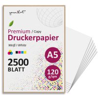 younikat Druckerpapier A5 120g/m² 2500 Blatt...