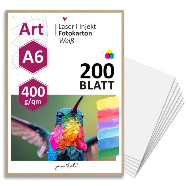 younikat 200 Stück Postkarten DIN A6 weiß 400 g/m² Papier blanko - dv1004