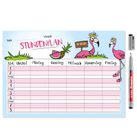 Selbstklebender Flamingo-Stundenplan inkl. Stift | Wiederbeschreibbar und Abwischbar I dv_546