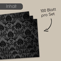 younikat 100 Stück Tischunterlagen Black Ornament I DIN A3 (420 x 297 mm) I Platzset aus Papier in schwarz, edel I Einweg Tischset I Einmal-Platzdeckchen I dv008