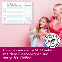 XL Menüplaner DIN A3 Essensplaner mit Einkaufs-Liste in türkis I 50 Blatt I extra großer Essens-Organizer Block zum Abreißen I dv544