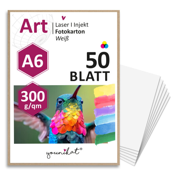 younikat A6 Postkarten Blanko 300g/qm - 50 Blatt Papier unbedruckt - Karteikarten dicker Karton Fotokarton Bastelkarton malen basteln I dv337