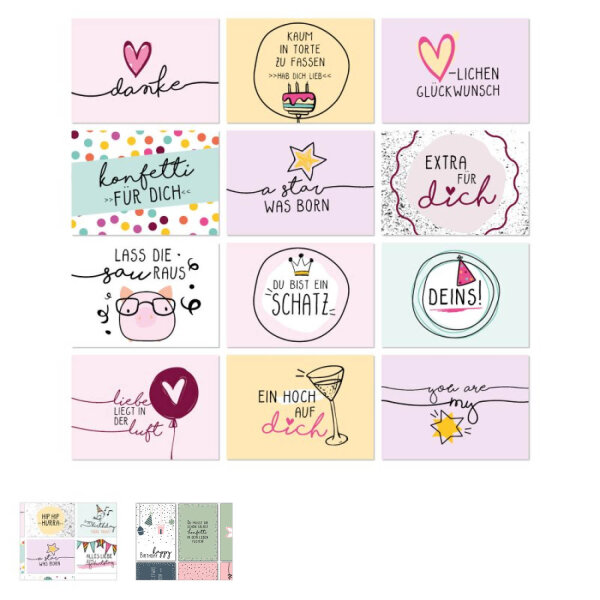 24er Set Postkarten I DIN A6 I verschiedene Motive