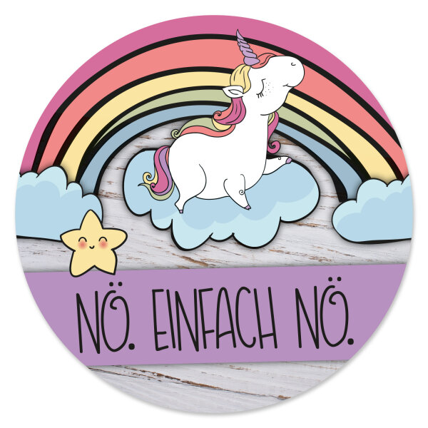 younikat Einhorn-Mauspad Nö. Einfach Nö. in lila I Ø 22 cm rund Mousepad mit Spruch und Regenbogen I in Standard-Größe rutschfest I violett I dv266