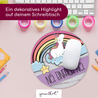 younikat Einhorn-Mauspad Nö. Einfach Nö. in lila I Ø 22 cm rund Mousepad mit Spruch und Regenbogen I in Standard-Größe rutschfest I violett I dv266