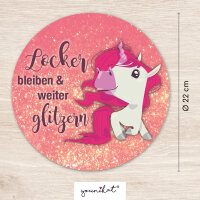 Mauspad mit Motiv – Einhorn Glitzer rosa rund - Ø 22 cm I rutschfest I dv_270