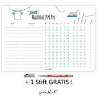 Haushaltsplan mit selbstklebender Rückseite I dv363 I DIN A4 I Whiteboard Putzplan abwischbar I To-Do-Liste für den Haushalt Familie WG
