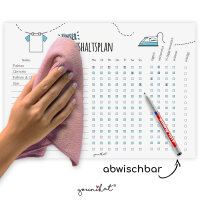 Haushaltsplan mit selbstklebender Rückseite I dv363 I DIN A4 I Whiteboard Putzplan abwischbar I To-Do-Liste für den Haushalt Familie WG