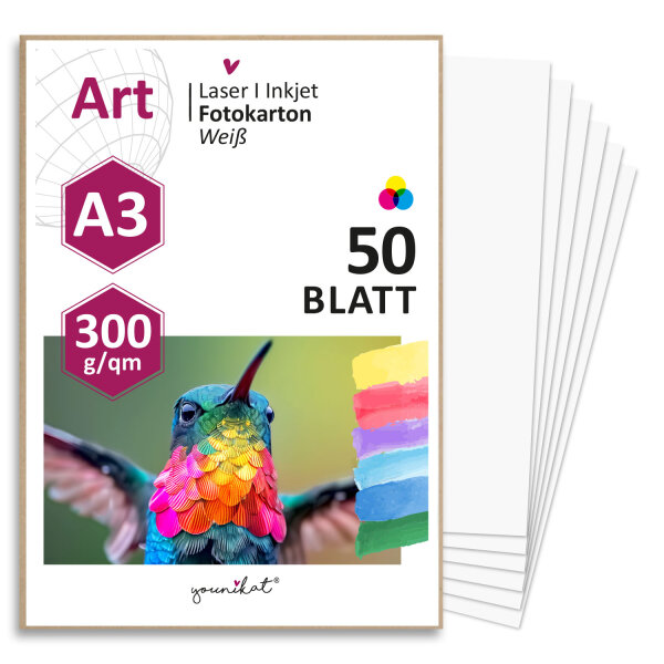 50er Set blanko Bastelkarton DIN A3 - DIY I zum Selbstgestalten Basteln Malen Beschreiben für Scrapbook-ing und vieles mehr I weiß I dv369