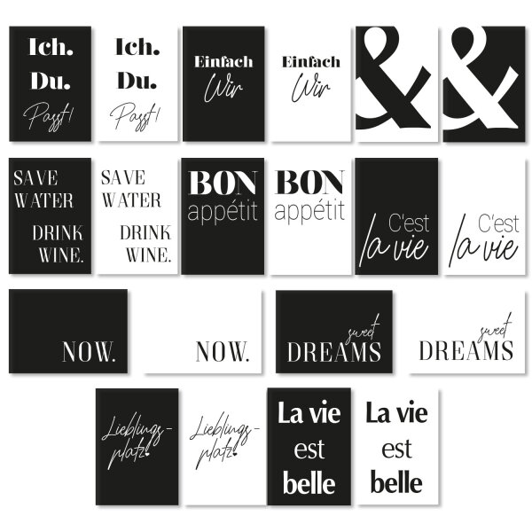 20er-Postkarten-Set in Schwarz Weiß mit persönlichen Sprüchen | DIN A6 I dv_389