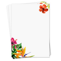 Briefpapier Set Tropical Flowers I 50 Blatt 90 g/m²...