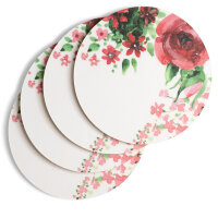 4 Untersetzer für Getränke mit Rosen Motiv I Ø 10 cm Kork I Aquarell für Tasse Becher Glas I rund rutschfest I dv705