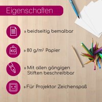 younikat Ersatzpapier in 12,5 x 12,5 cm quadratisch I 250 Blatt Papier-Zuschnitte I für Projektor Zeichenspaß I 80 g/qm blanko Papier I zum Nachfüllen I dv750