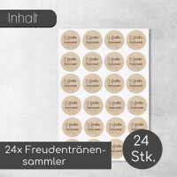 #detailverliebt 24 Aufkleber Freudentränen-Sammler I dv048 braun I Ø 4 cm I Set Freudentränen-Sticker Hochzeits-Sticker I Taschentuch Tränen Hochzeit Dekoration