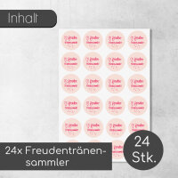24 Aufkleber Freudentränen-Sammler I dv134 rot I Ø 4 cm I Set Freudentränen-Sticker Hochzeits-Sticker I Taschentuch Tränen Hochzeit Dekoration