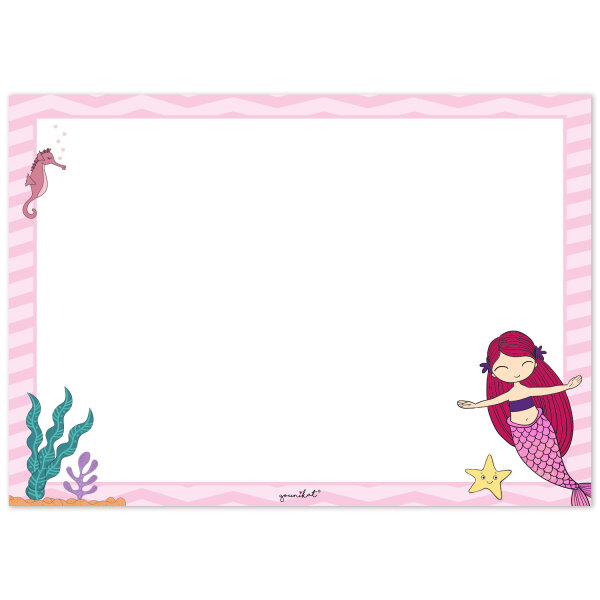 Schreibtischunterlage mit Meerjungfrau-Motiv in DIN A3 I 25 Blatt I rosa weiß I aus Papier I zum Abreißen I für große und kleine Mädchen I dv_805