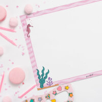 Schreibtischunterlage mit Meerjungfrau-Motiv in DIN A3 I 25 Blatt I rosa weiß I aus Papier I zum Abreißen I für große und kleine Mädchen I dv_805