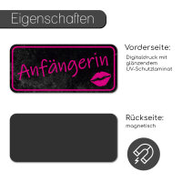 younikat Auto-Magnet-Schild Anfängerin I 20 x 10 cm I schwarz-pink I wetterfest UV-Schutzlaminat magnetische Rückseite I Fahranfänger-Schild Geschenk zum Führerschein I dv895