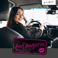 younikat Auto-Magnet-Schild Anfängerin I 20 x 10 cm I schwarz-pink I wetterfest UV-Schutzlaminat magnetische Rückseite I Fahranfänger-Schild Geschenk zum Führerschein I dv895