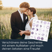 25 Hochzeits-Aufkleber I dv511 flieder I Ø 3,6 cm I Rund Set Freudentränen-Sticker Hochzeits-Sticker Geschenk-Aufkleber Gastgeschenk Mitgebsel lila