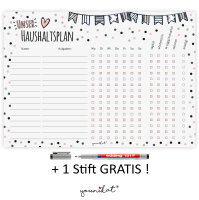 Haushaltsplan Konfetti Design I mit magnetischer Rückseite I DIN A4 I Whiteboard Putzplan abwischbar I To-Do-Liste für den Haushalt Familie WG I dv935