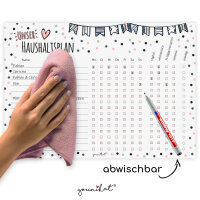 Haushaltsplan Konfetti Design I mit magnetischer Rückseite I DIN A4 I Whiteboard Putzplan abwischbar I To-Do-Liste für den Haushalt Familie WG I dv935