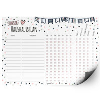 Haushaltsplan Konfetti Design I mit magnetischer Rückseite I DIN A4 I Whiteboard Putzplan abwischbar I To-Do-Liste für den Haushalt Familie WG I dv935