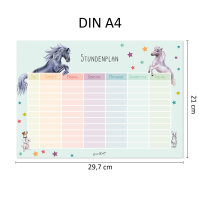 Stundenplan Pferd und Pony I abwischbar I mit magnetischer Rückseite in Pastell-Farben I DIN A4 I zum Schulanfang I für Mädchen I magnetisch wiederbeschreibbar I dv977