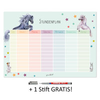 Stundenplan Pferd und Pony I abwischbar I mit magnetischer Rückseite in Pastell-Farben I DIN A4 I zum Schulanfang I für Mädchen I magnetisch wiederbeschreibbar I dv977