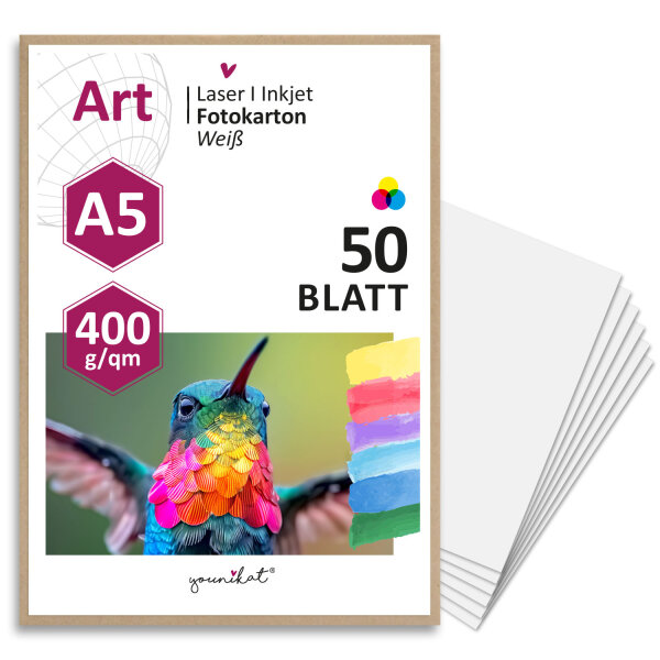 younikat 50er Set blanko Bastelkarton I DIN A5-400 g I DIY I Karte zum Selbstgestalten Basteln Malen und Beschreiben I für Scrapbooking und vieles mehr I weiß I dv1002