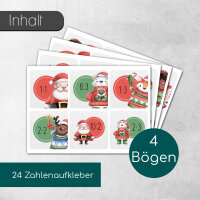 Adventskalender Aufkleber Set - Sticker mit Rechenaufgaben kleines 1x1 - dv_1155