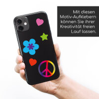 Aufkleber Set Flower-Power I Peace and Love bunt Bogengröße 4x DIN A6 I kfz_711