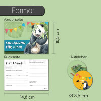 12 Einladungskarten zum Kindergeburtstag mit Tier Motiven - dv_1165 Dschungeltiere mit Umschlägen