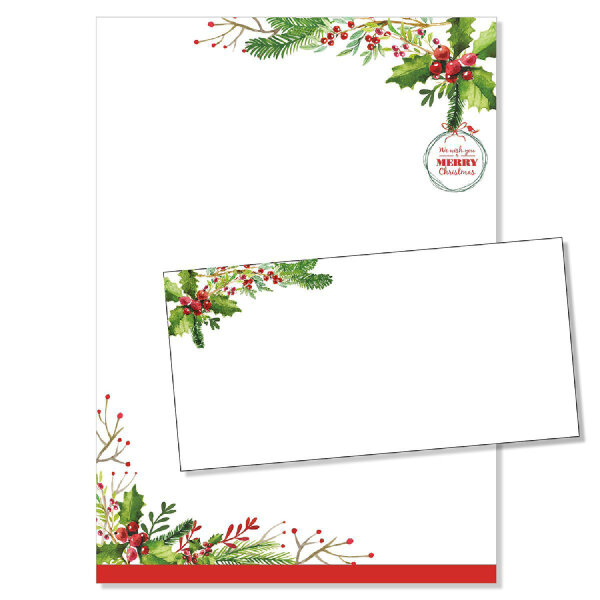 25er Set Briefpapier Merry Christmas I mit passendem Umschlag I dv_260