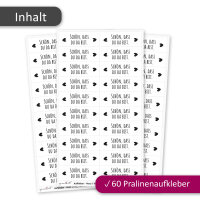 60er Aufkleber-Set Schön, dass du da bist - Gastgeschenk passend für Küsschen Pralinen I Herz I Rechteckig I dv_1354